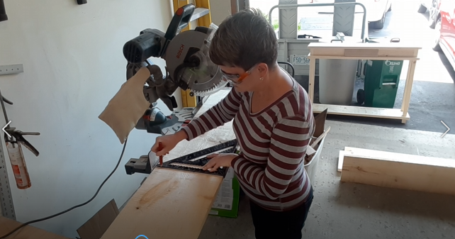 Measuring wood for the coffee table then cutting to length