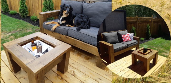Outdoor Coffee Table with Built In Ice Bucket | Dusty Workbench
