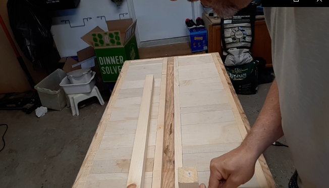 Top and bottom shelf glued up for the hallway table