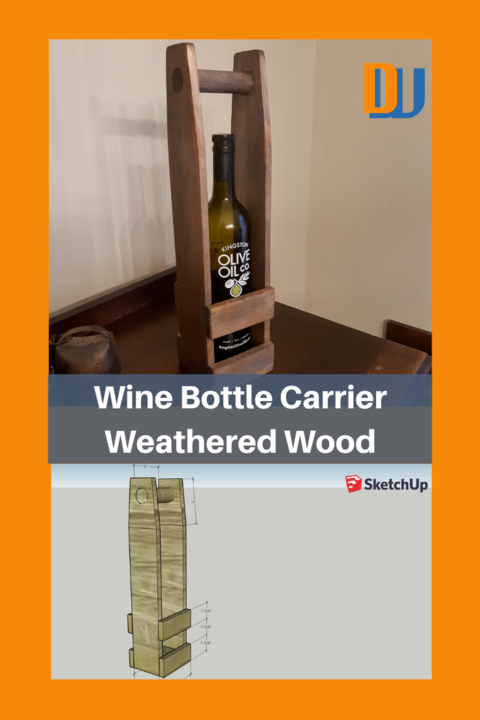 Wood Wine Bottle Carrier weathered wood finish